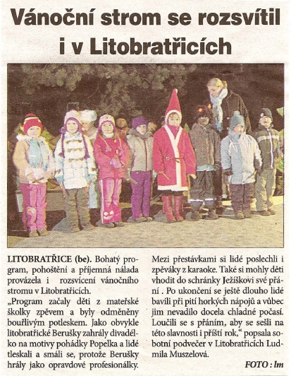 Vánoční strom se rozsvítil i v Litobratřicích – Znojemský týden, 4.12.2012