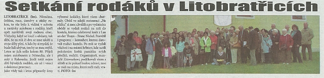 Setkání rodáků v Litobratřicích – Znojemský týden, 3.6.2013