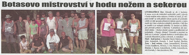Botasovo mistrovství v hodu nožem a sekerou – Znojemský týden, 22.7.2013