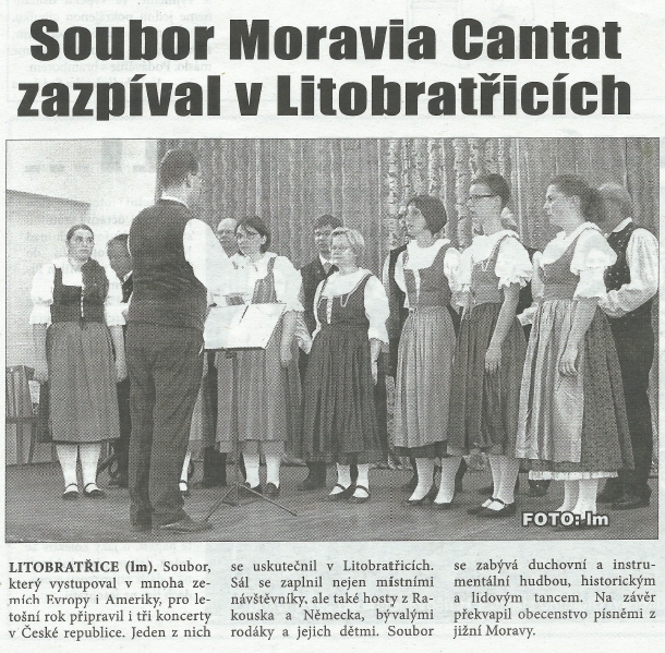 Soubor Moravia Cantat zazpíval v Litobratřicích – Znojemský týden, 8.9.2014