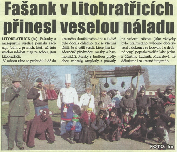 Fašank v Litobratřicích přinesl veselou náladu – Znojemský týden, 9.2.2015