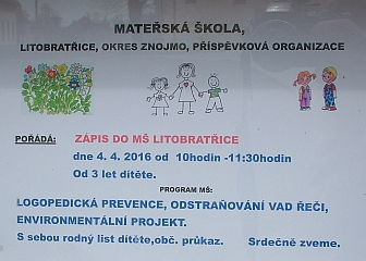 Zápis do Mateřské školy v Litobratřicích – 4.4.2016