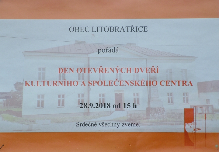 Pozvánka na Den otevřených dveří Kulturního a společenského centra Litobratřice 28. 9. 2018