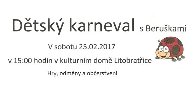 Pozvnka na Dtsk makarn karneval v Litobraticch 25. 2. 2017