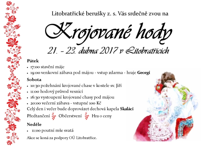 Pozvnka na Krojovan hody Litobratice 2017  ptek 21. 4.  nedle 23. 4. 2017