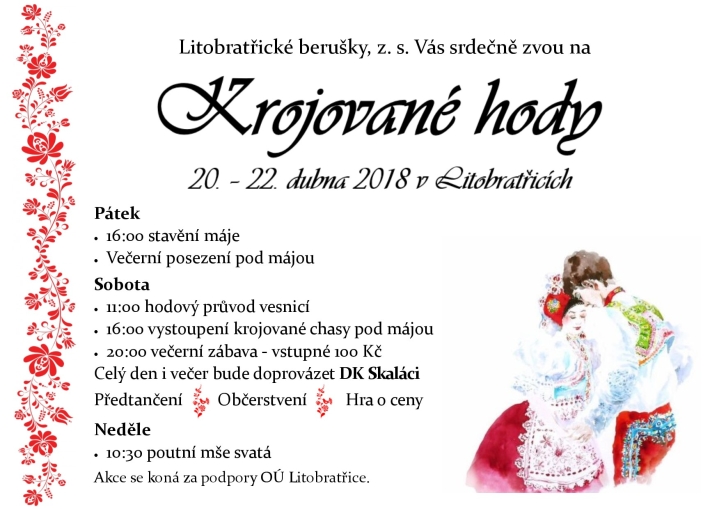 Pozvánka na Krojované hody Litobratřice 2018 – pátek 20. 4. – neděle 22. 4. 2018