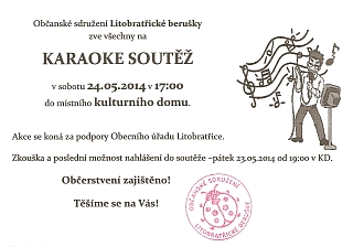 Pozvánka na Karaoke soutěž v Litobratřicích 24. 5. 2014