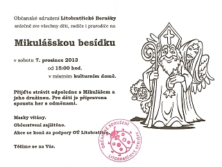 Pozvánka na Mikulášskou besídku v Litobratřicích – 7. 12. 2013