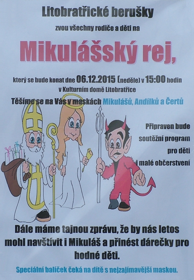 Pozvnka na Mikulsk rej v Litobraticch  6. 12. 2015