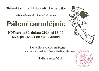 Pozvánka na Pálení čarodějnic v Litobratřicích 30. 4. 2014