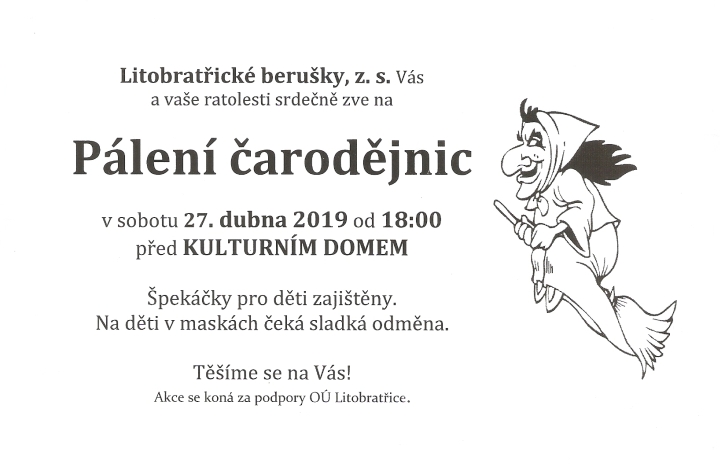 Pozvnka na Plen arodjnic v Litobraticch 27. 4. 2019