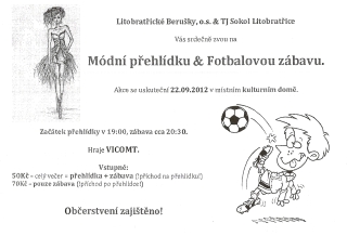 Pozvánka na Módní přehlídku & Fotbalovou zábavu – 22. 9. 2012