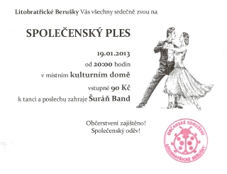 Pozvánka na Společenský ples v Litobratřicích – sobota 19. 1. 2013