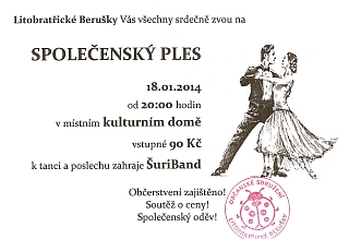 Pozvánka na Společenský ples v Litobratřicích – sobota 18. 1. 2014