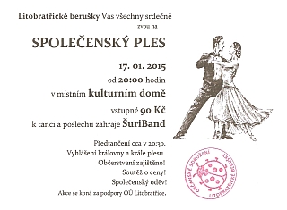 Pozvánka na Společenský ples v Litobratřicích – sobota 17. 1. 2015